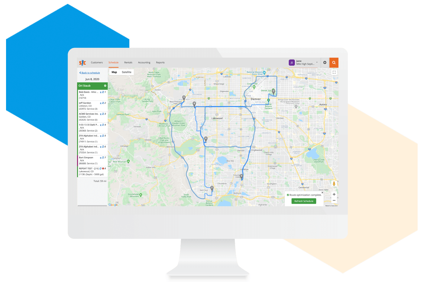 App demo of scheduling map